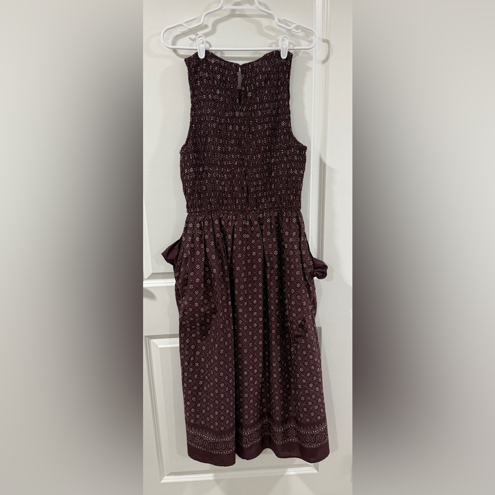 NWT Madewell Melody Smocked Midi Dress M Dusty Plum Cotton Pockets - Picture 7 of 16